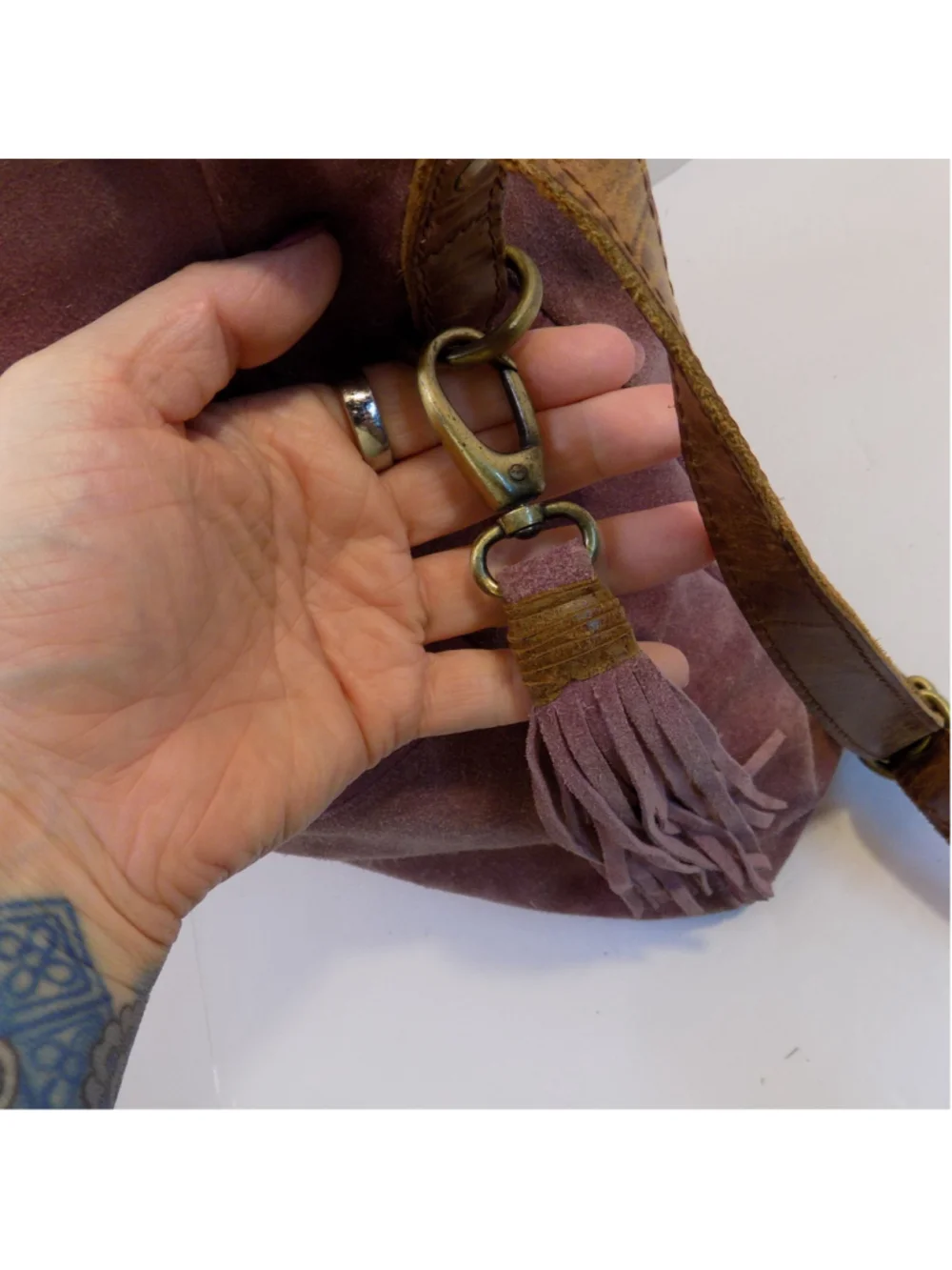 Women's JOYN Suede Hobo Bag One Size Purple Brown